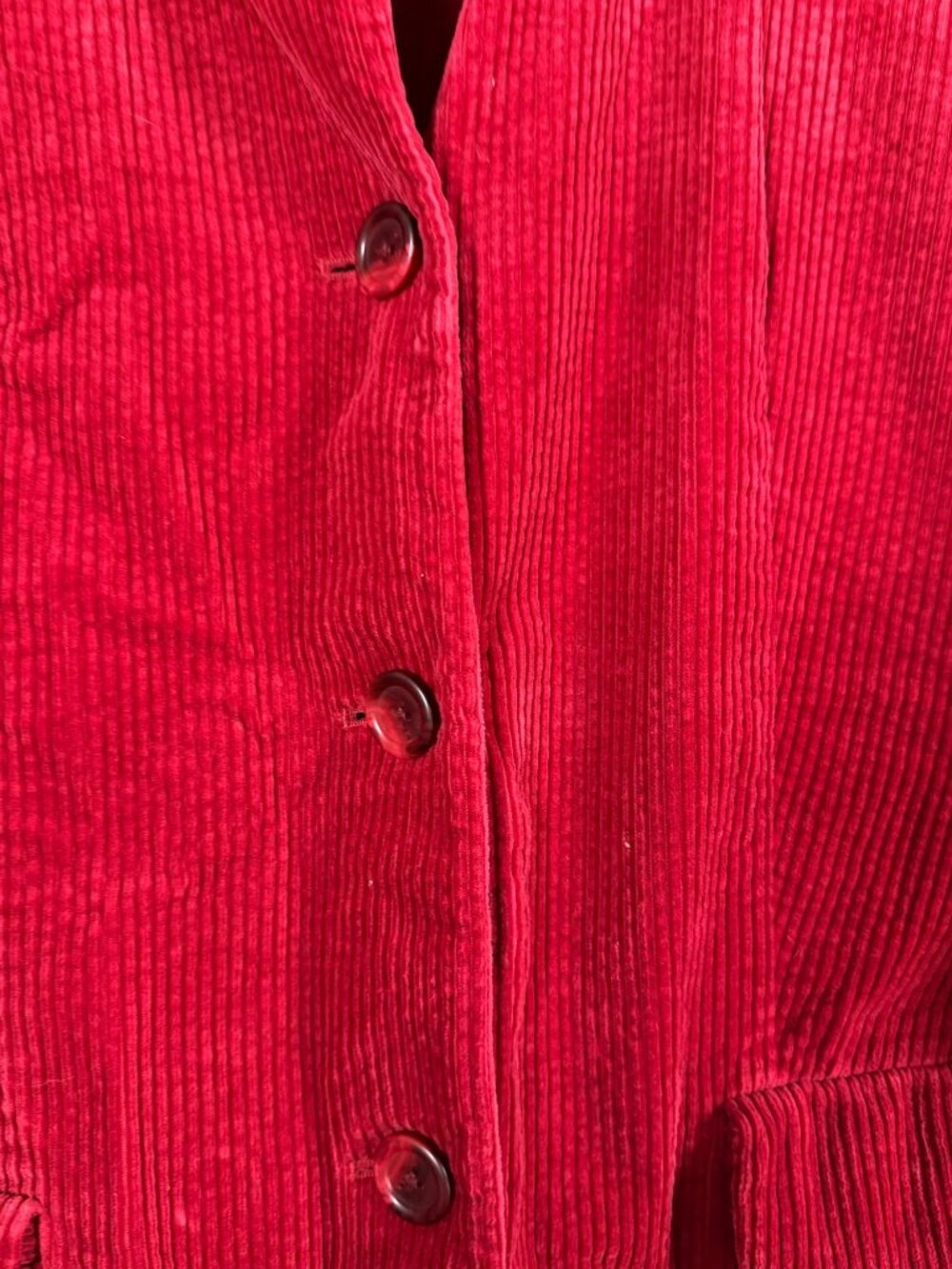 J.Jill Red Corduroy Velvet Trim Long Button Front Blazer Coat Jacket Pockets XL - Picture 2 of 10
